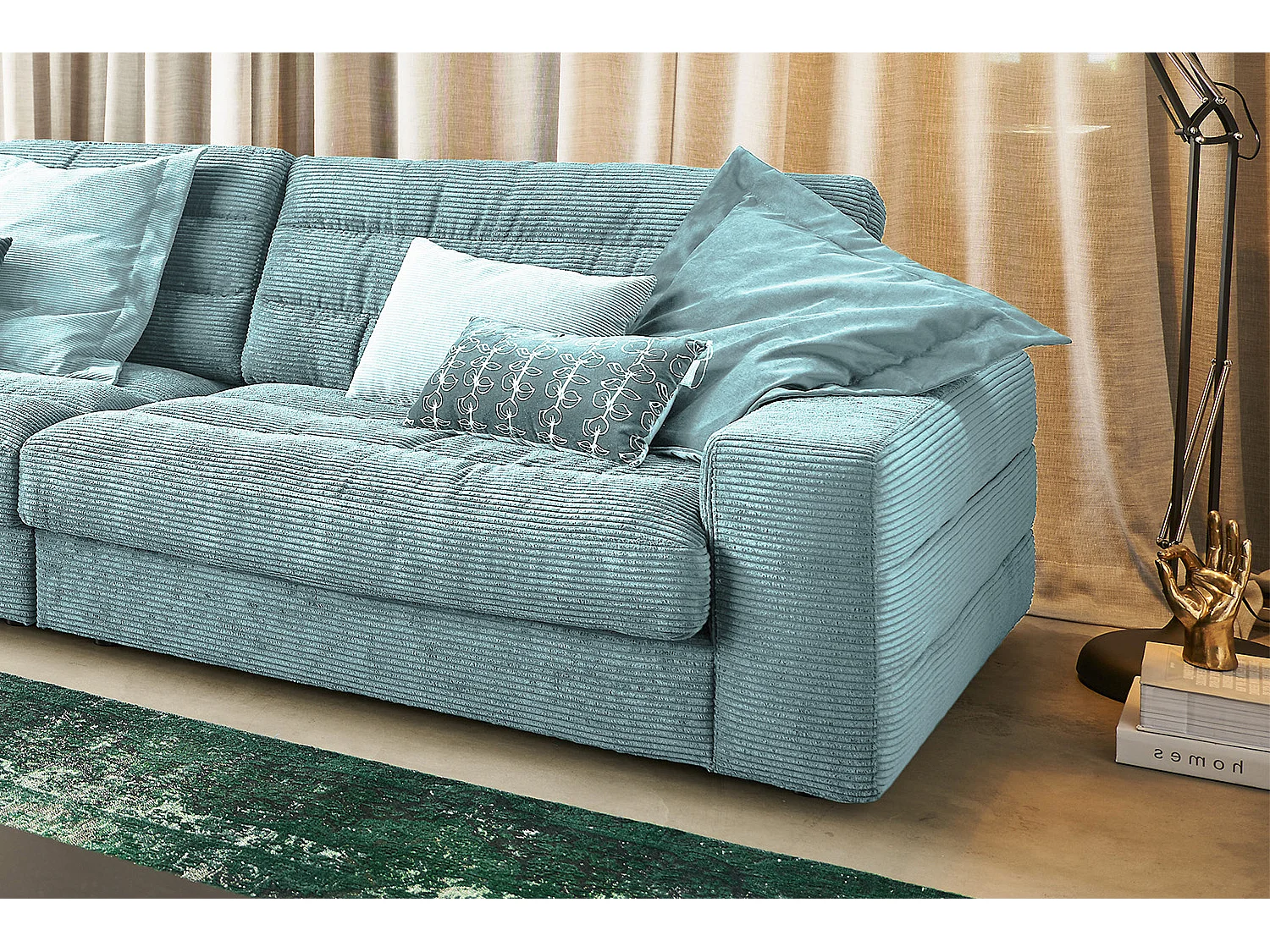 Ecksofa - Hellblau Cord - LANA