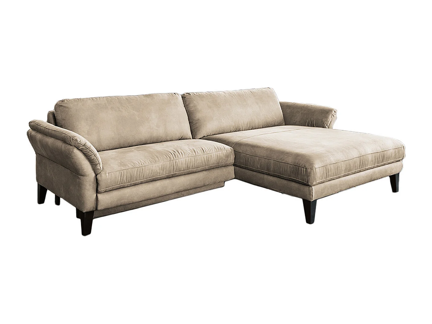 Ecksofa - Beige Webstoff - MALTA