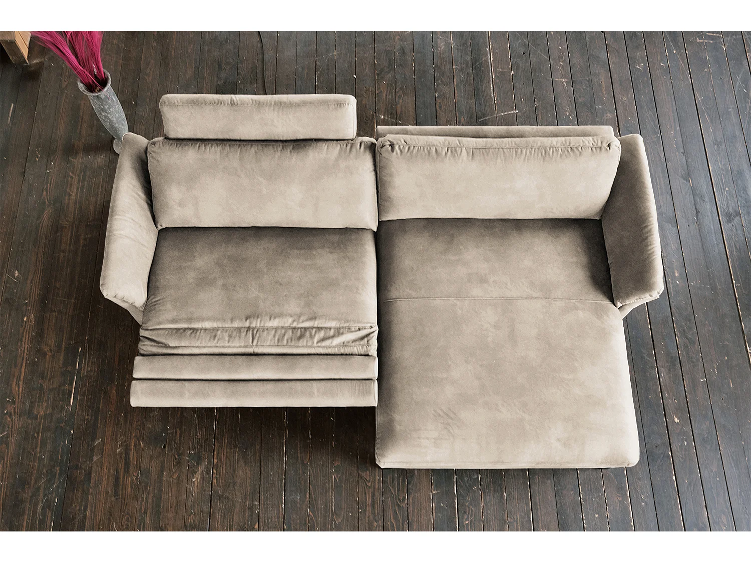 Ecksofa - Beige Webstoff - MALTA