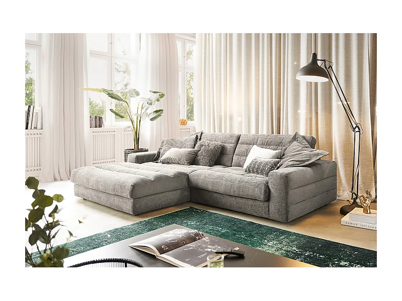 Ecksofa - Steingrau Cord - LANA