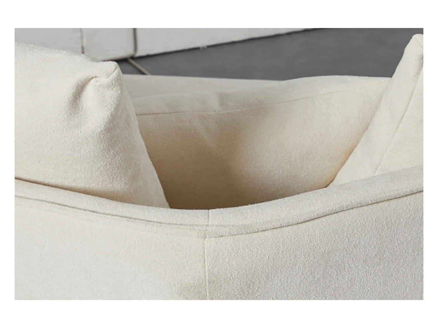 Canapé d'angle - blanc crème tissu tissé - GARBO