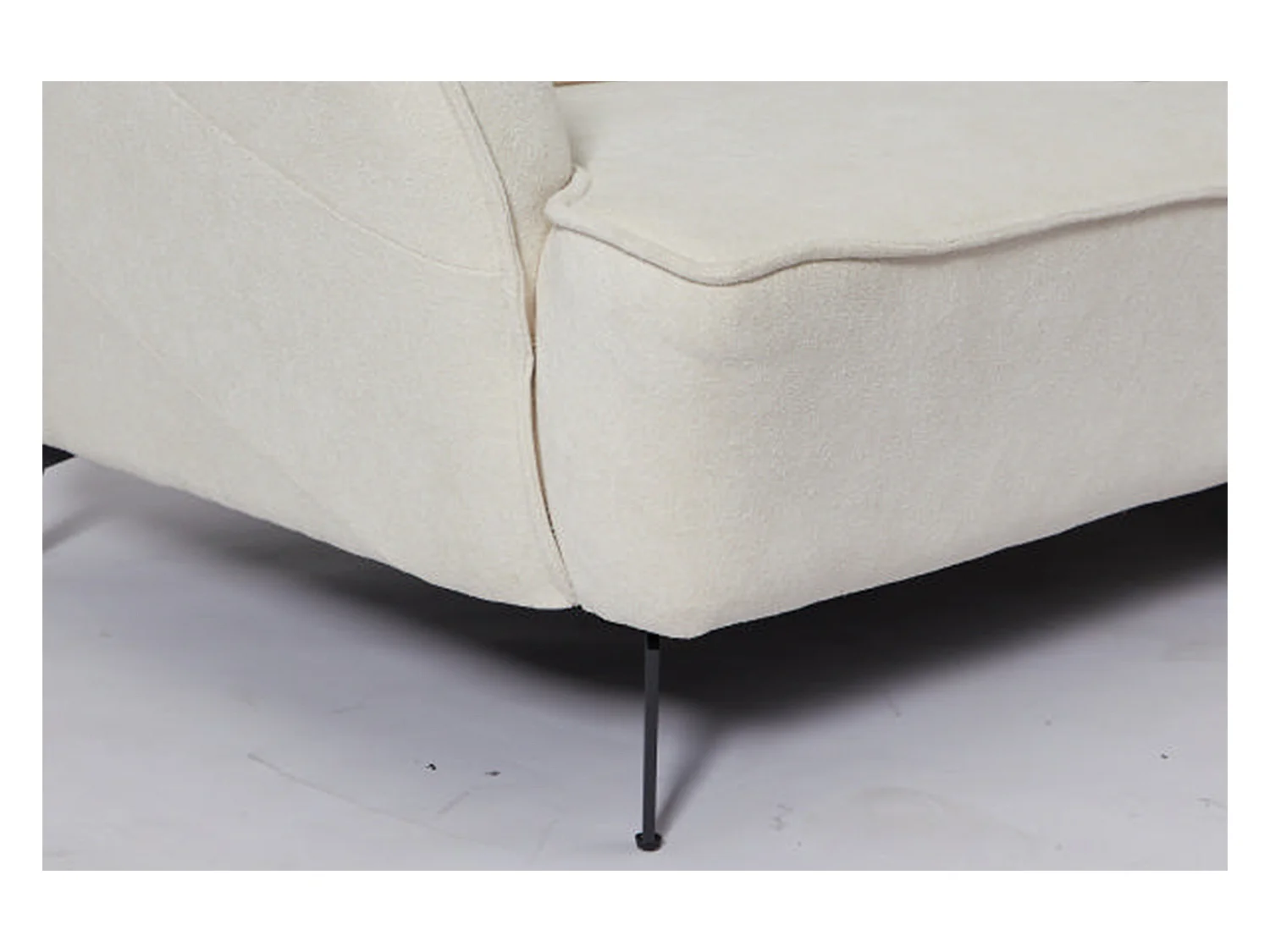 Canapé d'angle - blanc crème tissu tissé - GARBO