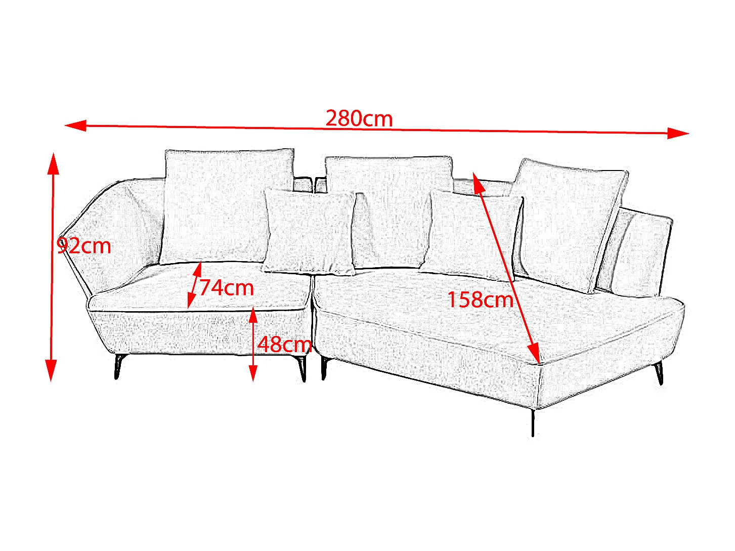 Ecksofa - Cremeweiß Webstoff - GARBO