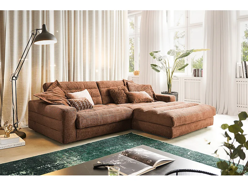 Ecksofa - Braun Cord - LANA