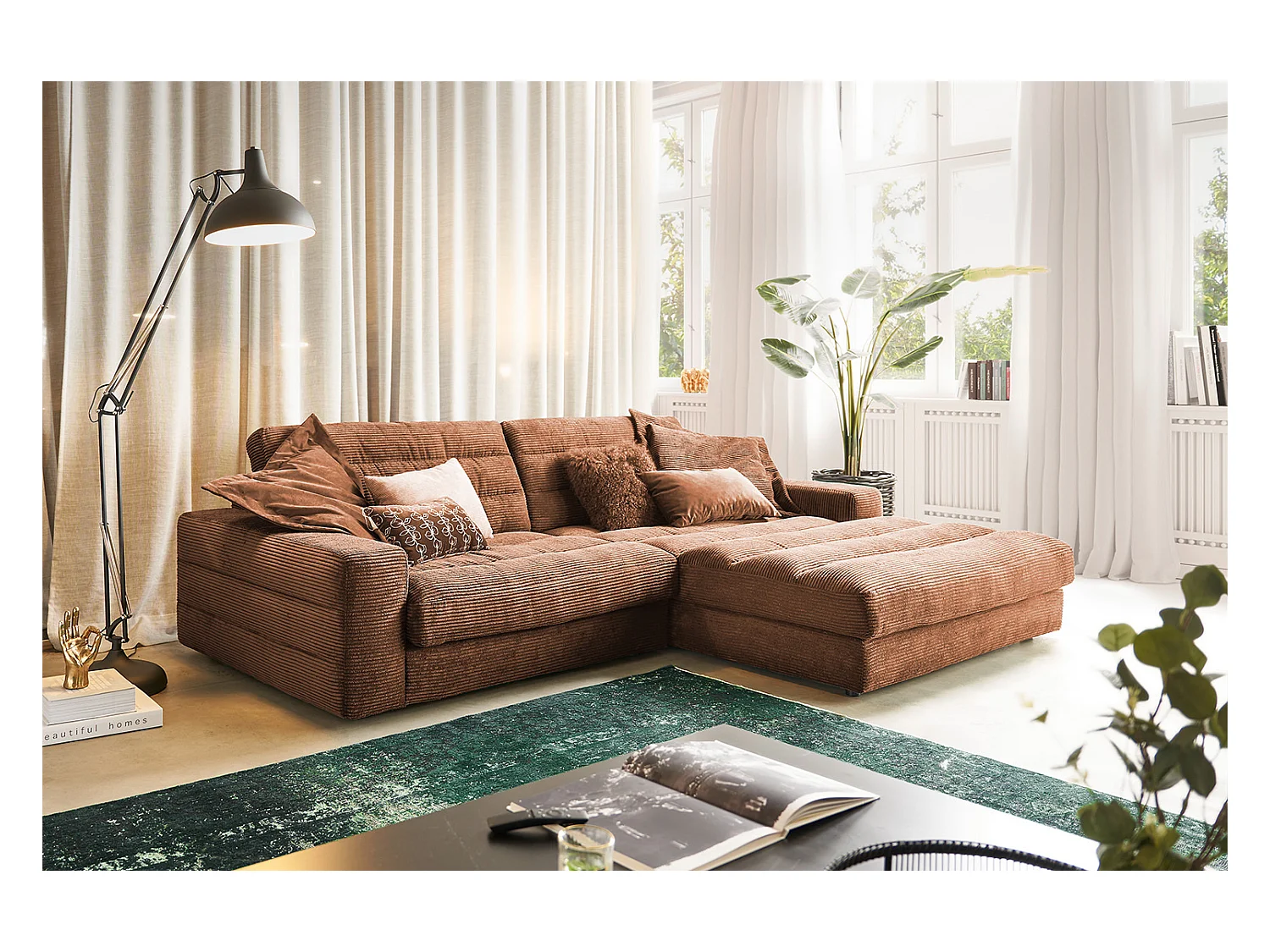 Ecksofa - Braun Cord - LANA