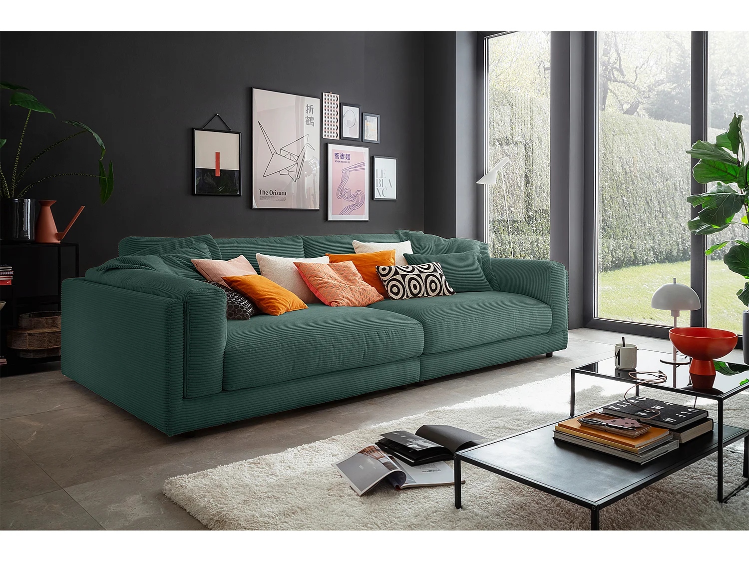 Divano - verde smeraldo Velluto a coste - RAINA