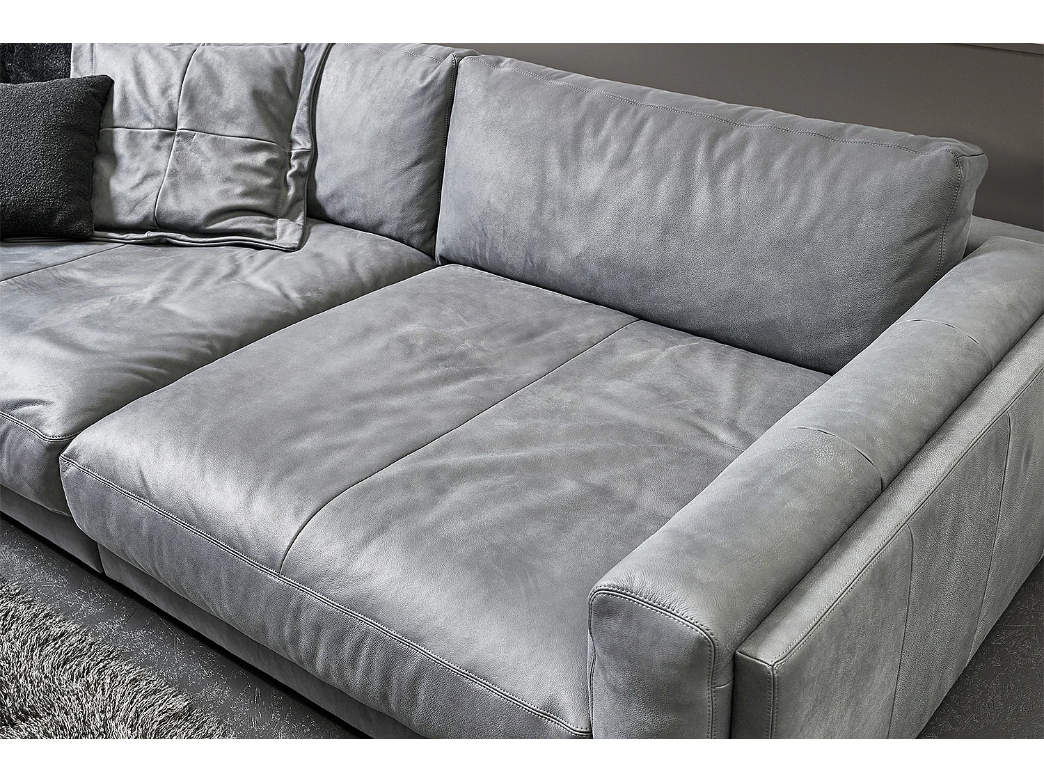 Bigsofa - Grau Leder - RAINA