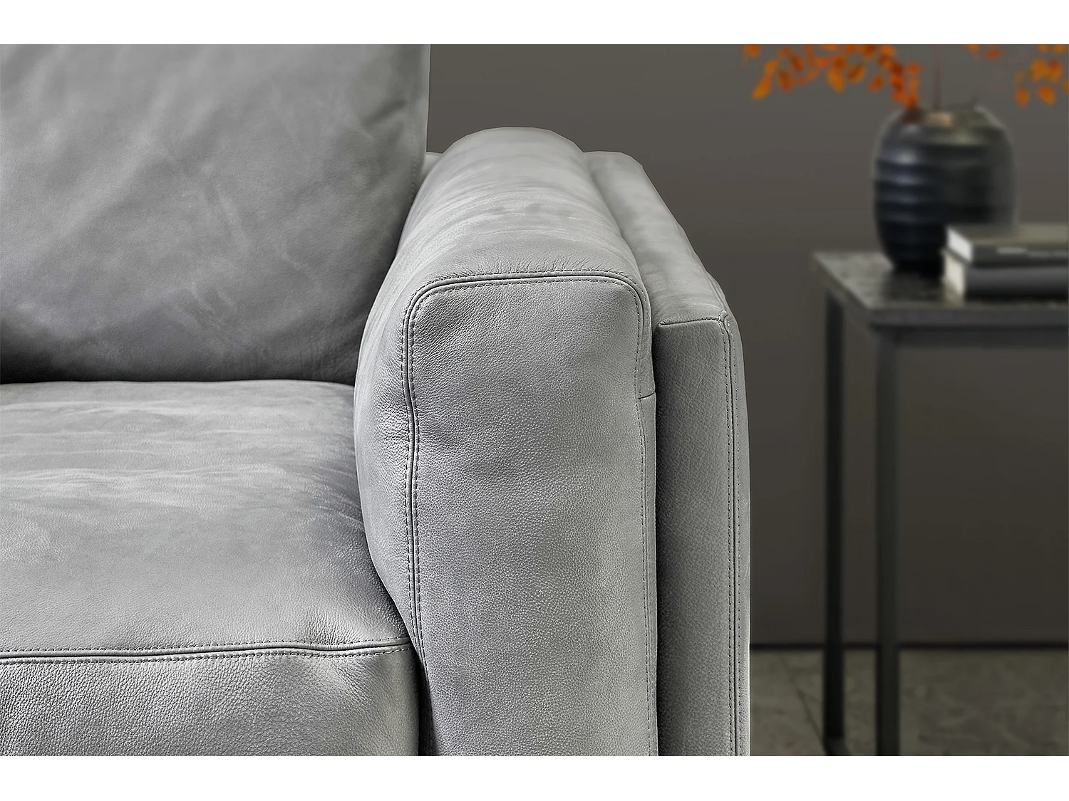 Bigsofa - Grau Leder - RAINA