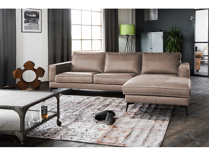 Ecksofa - Taupe Leder - BLOOM