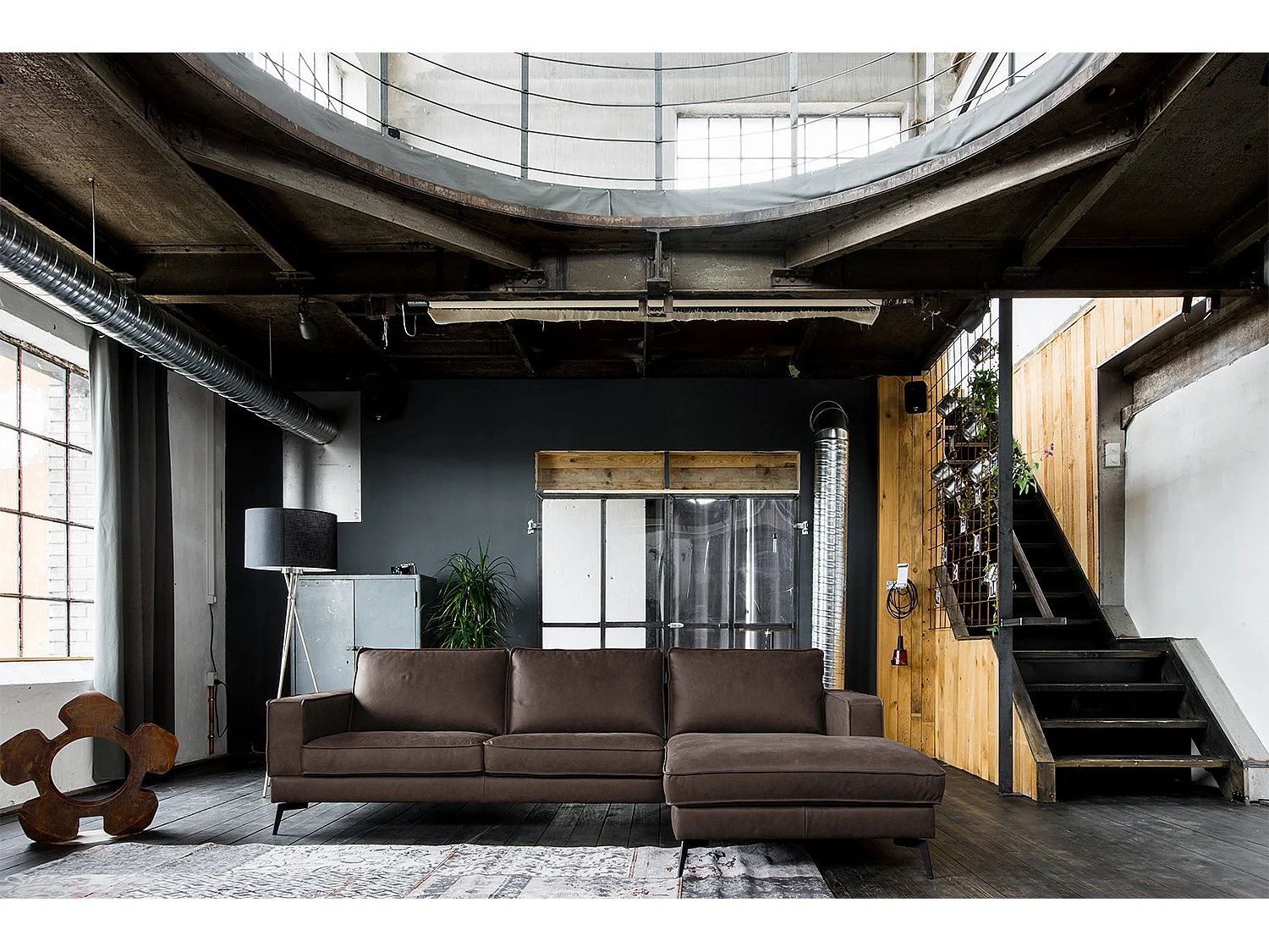 Canapé d'angle - brun foncé cuir - BLOOM