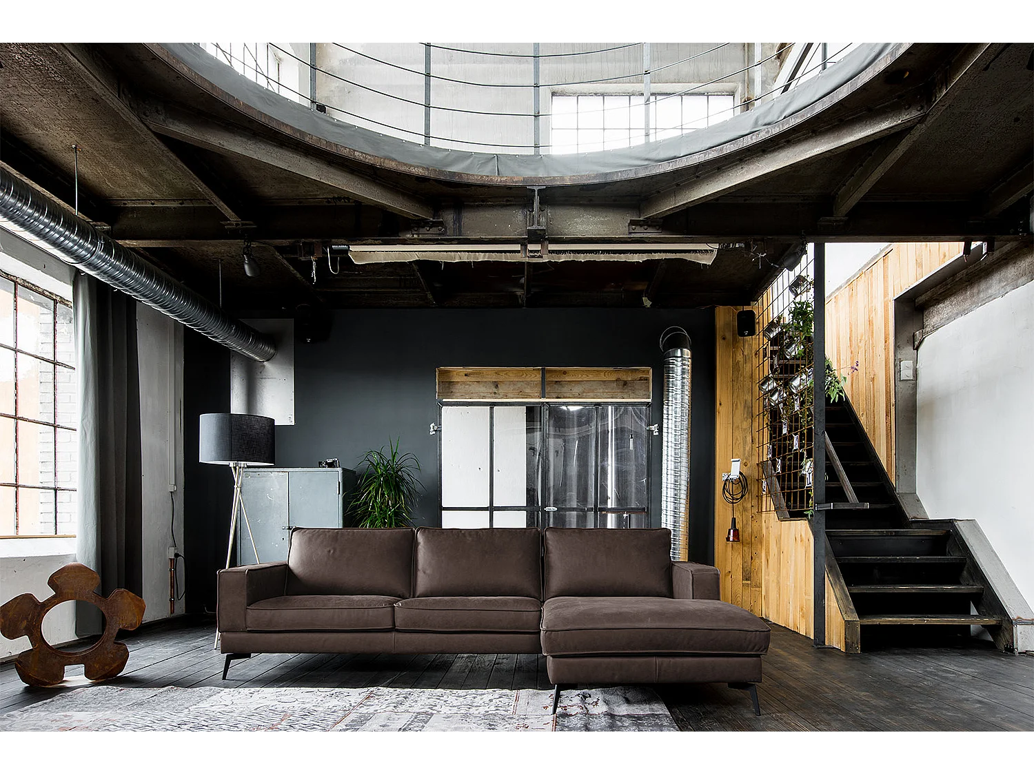 Ecksofa - Dunkelbraun Leder - BLOOM