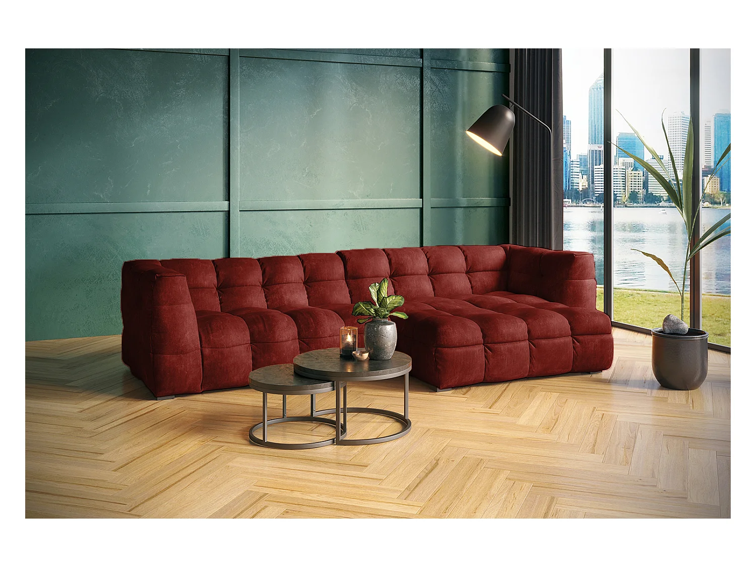 Ecksofa - Bordeaux Velvet - ROSARIO