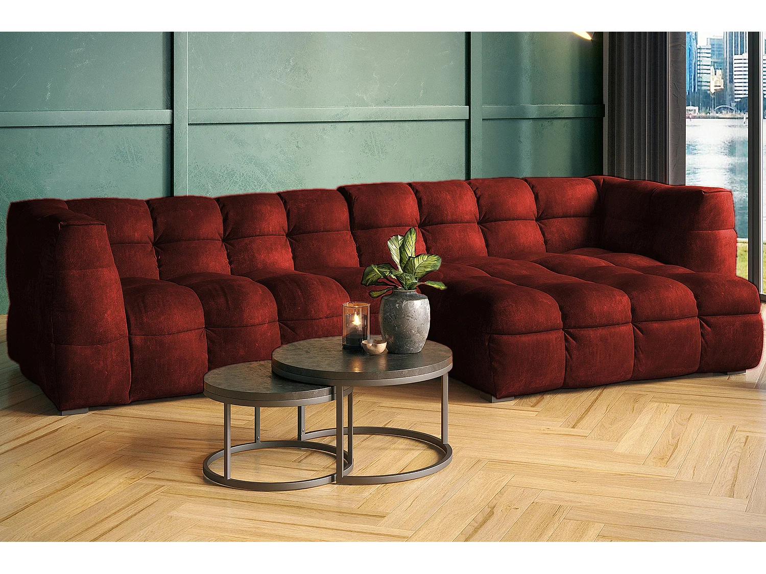 Ecksofa - Bordeaux Velvet - ROSARIO