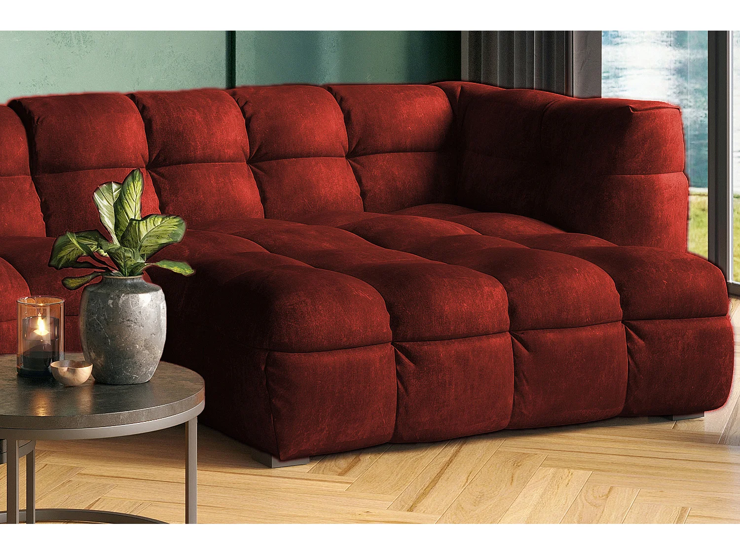 Ecksofa - Bordeaux Velvet - ROSARIO