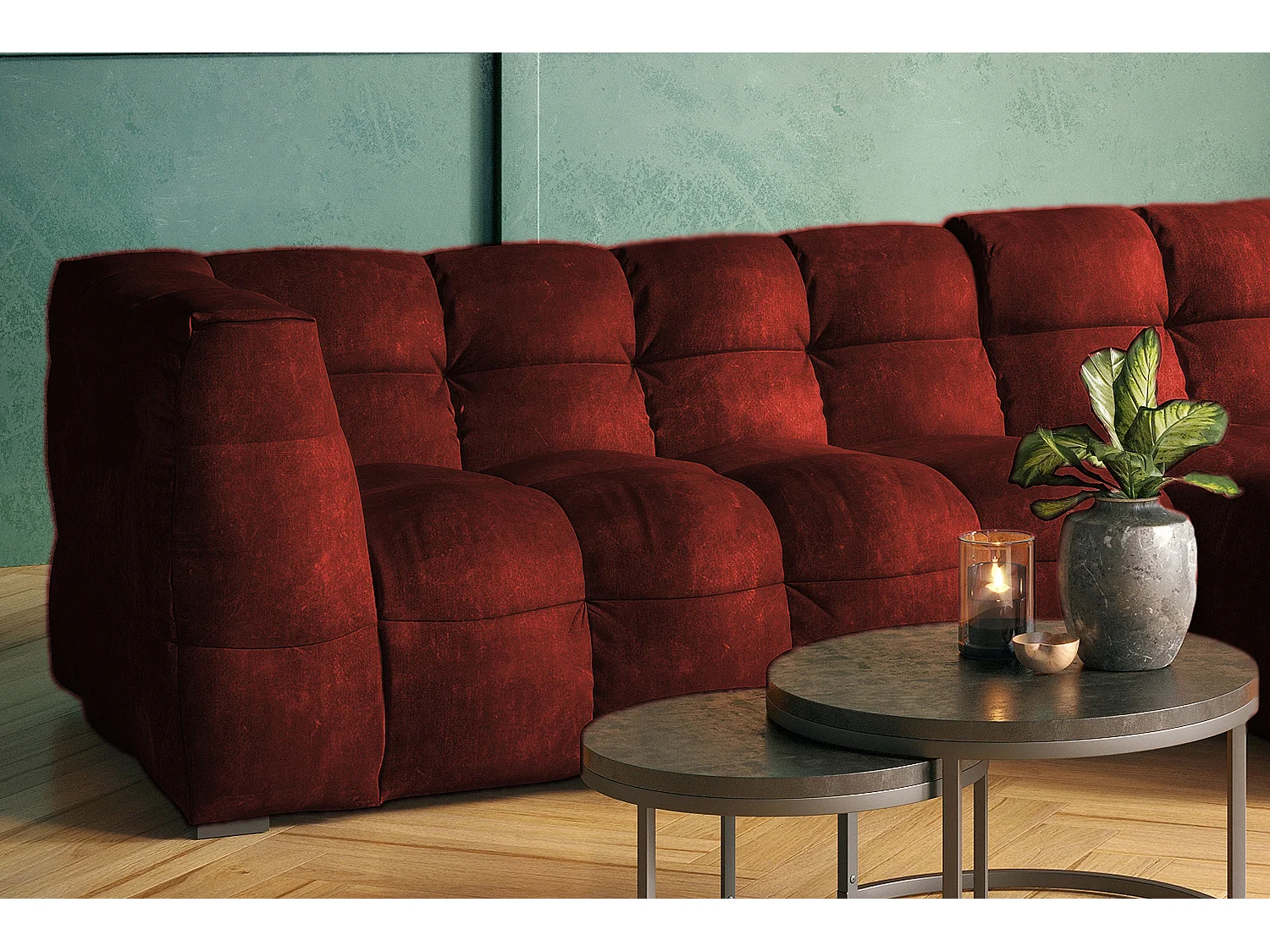 Ecksofa - Bordeaux Velvet - ROSARIO