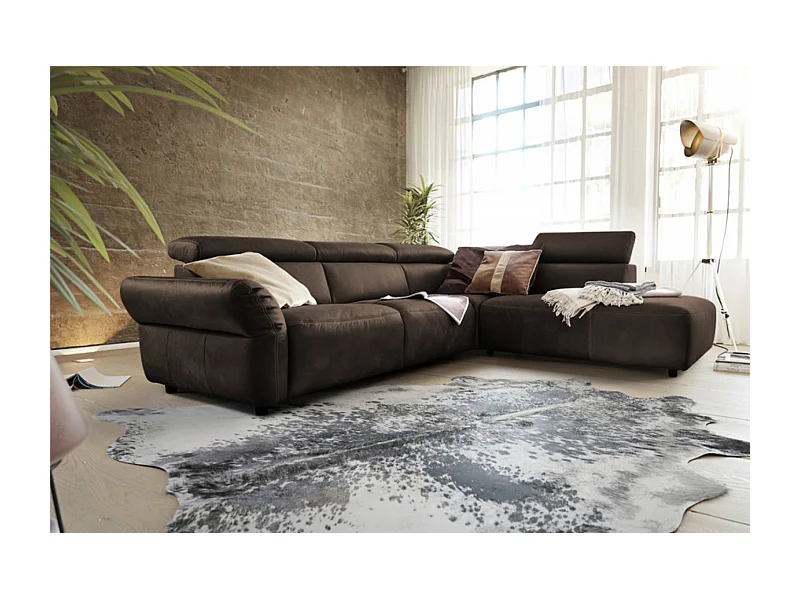 Ecksofa - Anthrazit Leder - RISO