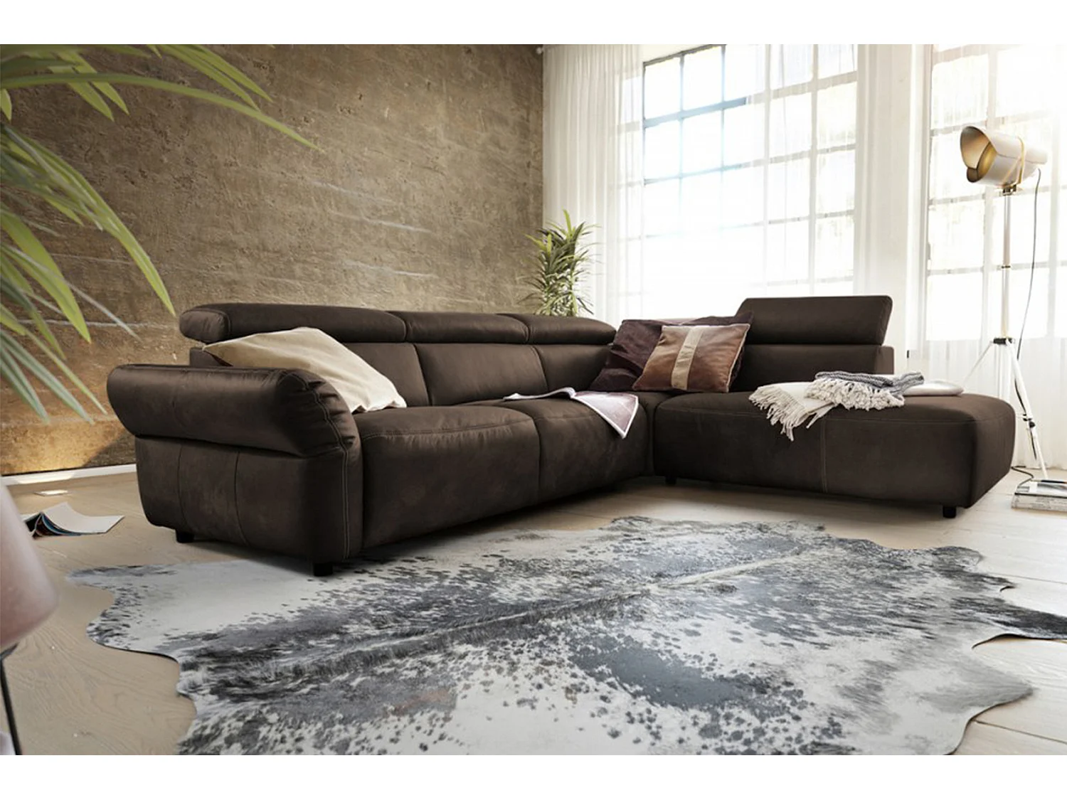 Ecksofa - Anthrazit Leder - RISO