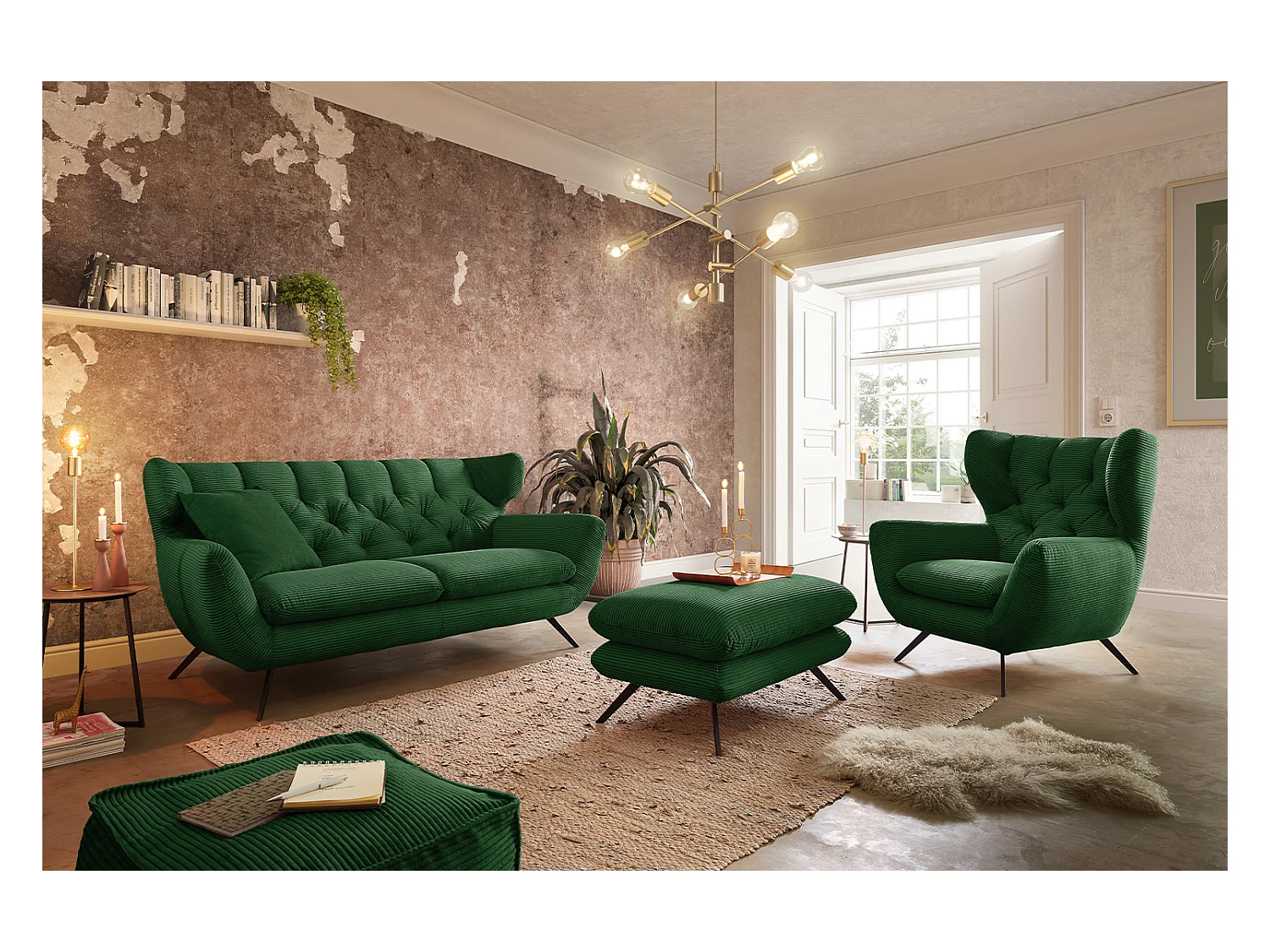 Set - verde smeraldo Velluto a coste - CHARME