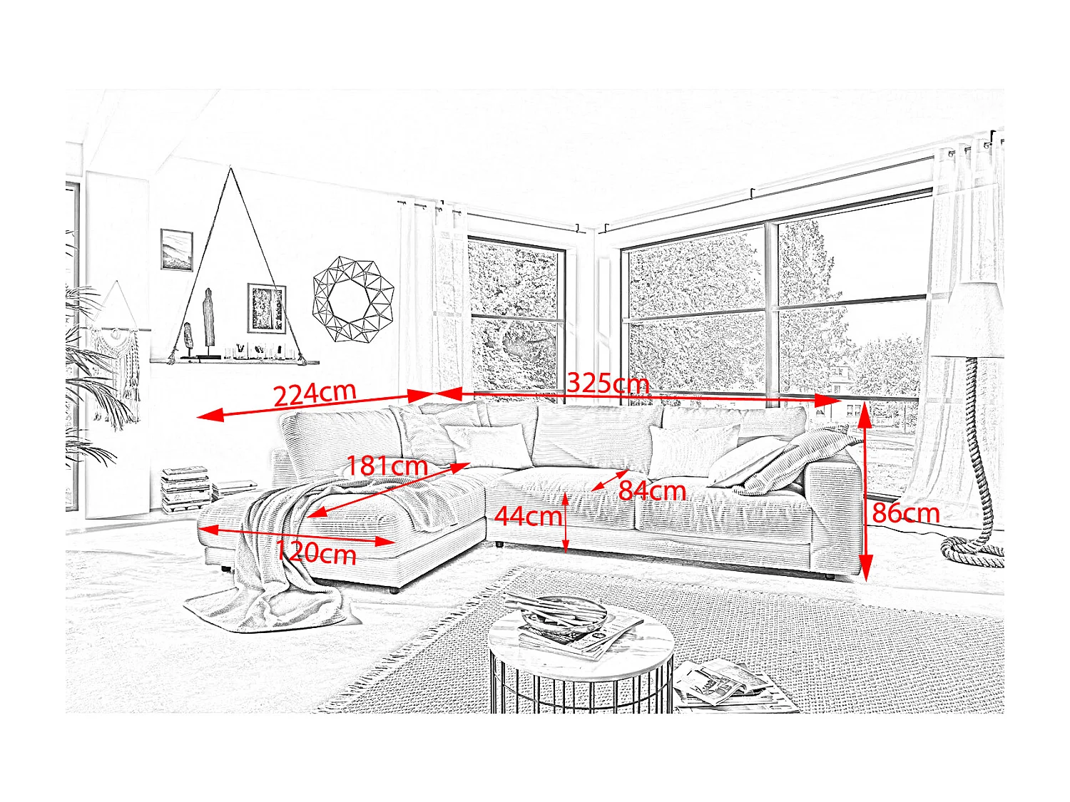 Sofá - blanco crema Pana - MADELINE