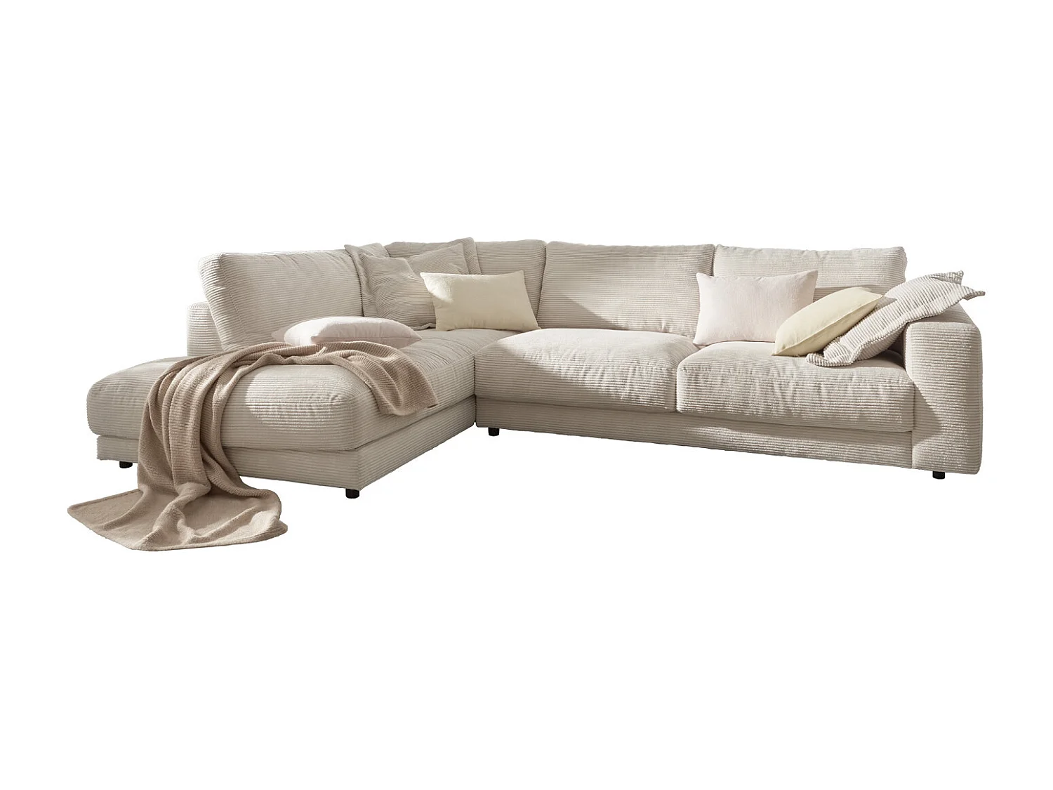 Ecksofa - Cremeweiß Cord - MADELINE