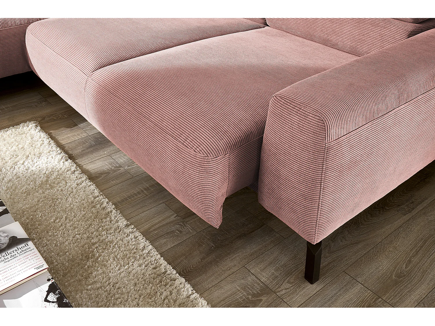 Ecksofa - Pink Cord - DELIA