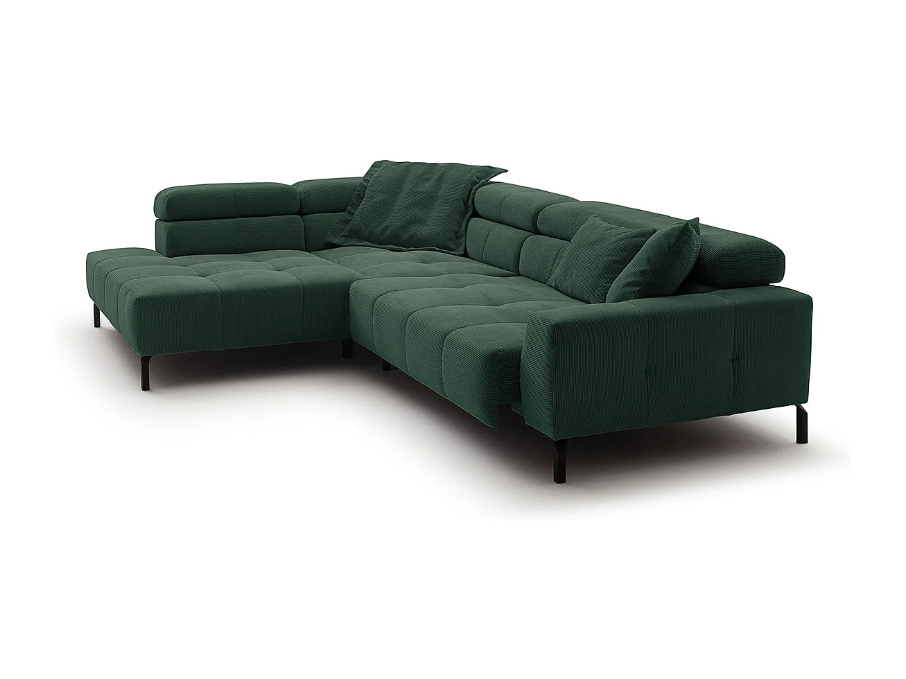 Ecksofa - Smaragdgrün Cord - OHIO
