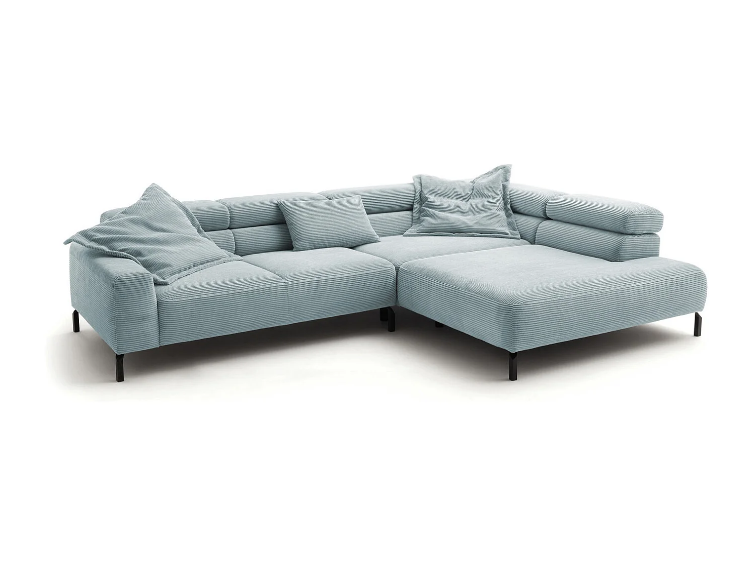 Ecksofa - Hellblau Cord - DELIA
