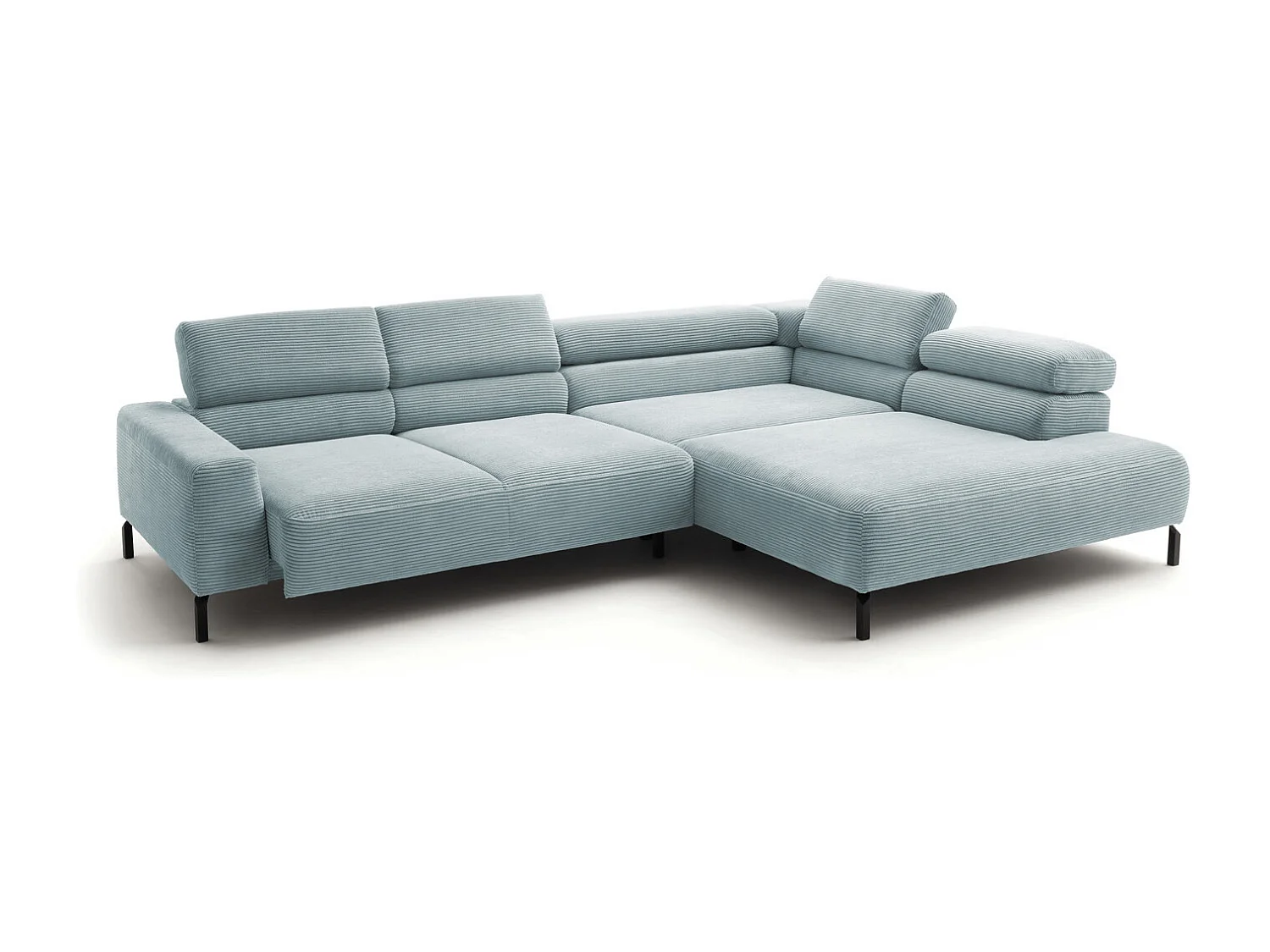 Ecksofa - Hellblau Cord - DELIA