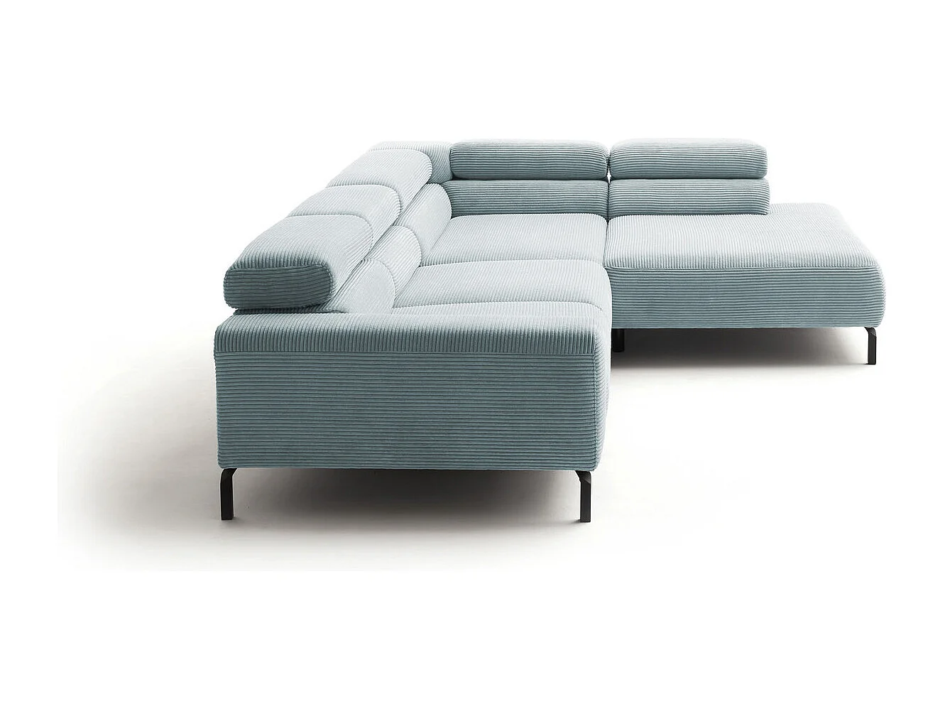 Ecksofa - Hellblau Cord - DELIA