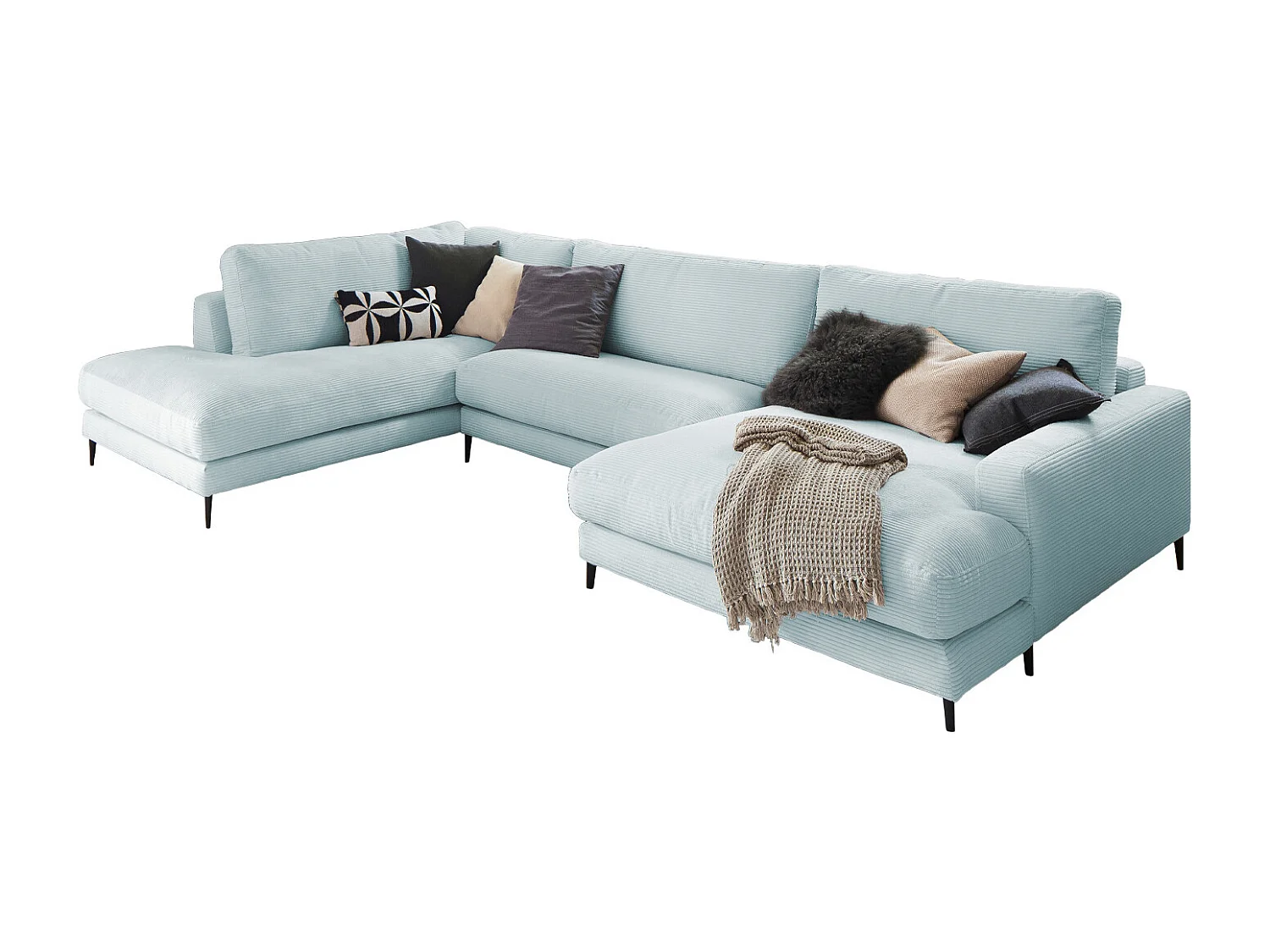 Wohnlandschaft - Hellblau Cord - CARA