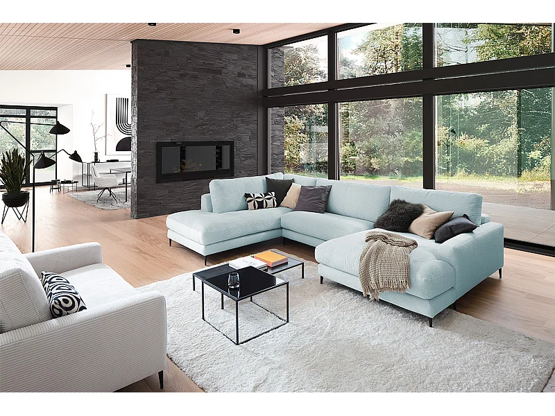 Wohnlandschaft - Hellblau Cord - CARA