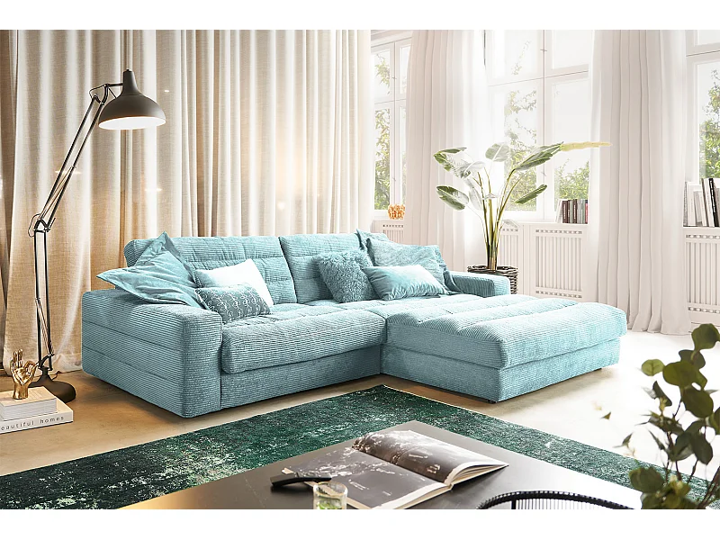 Ecksofa - Hellblau Cord - LANA