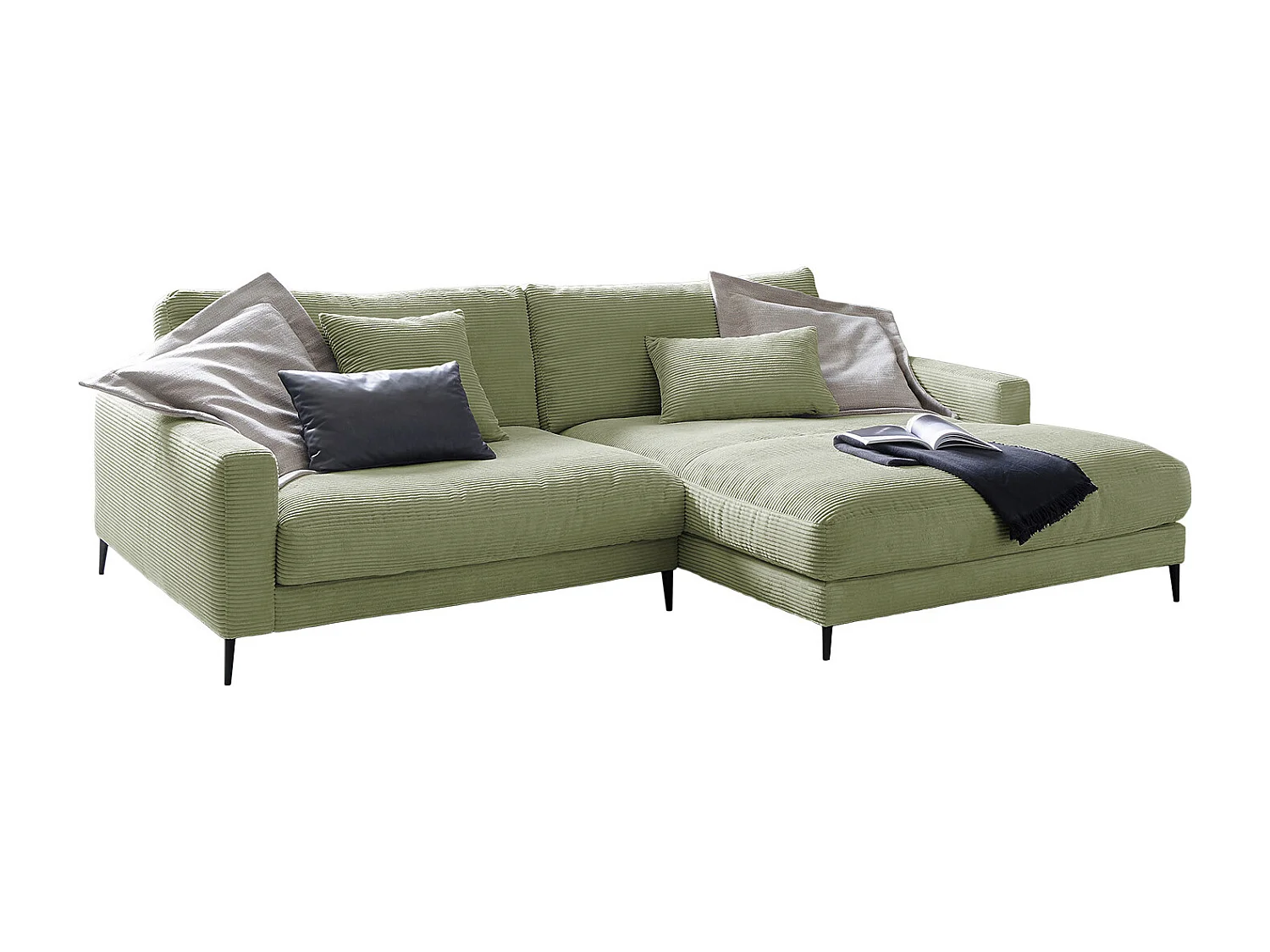 Ecksofa - Grün Cord - CARA