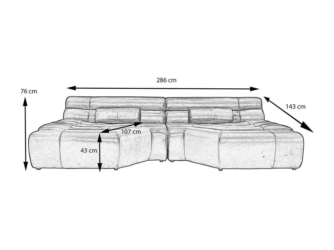 Bigsofa - Braun Leder - TARA