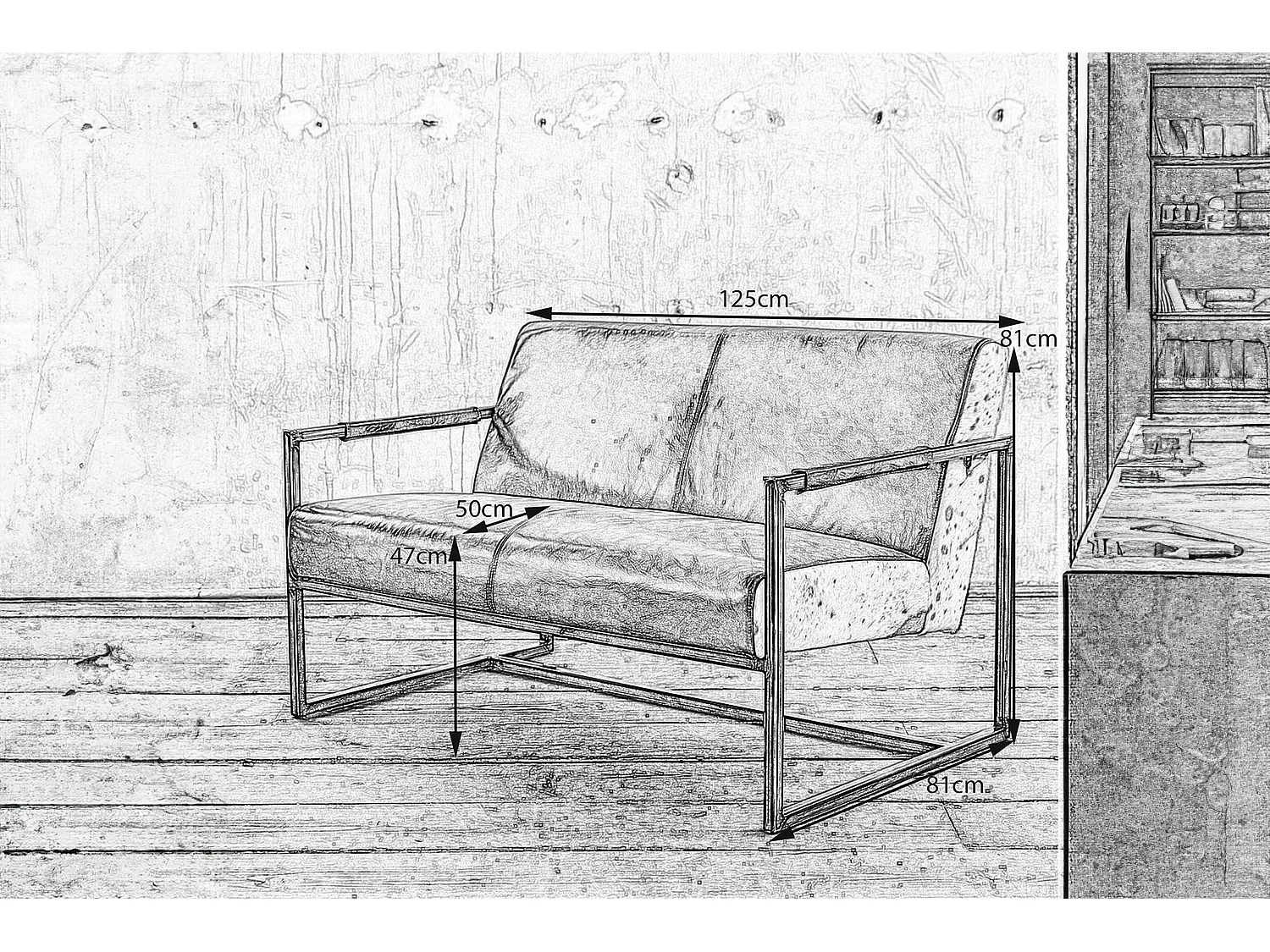 Sofá - marrón piel - LIANO