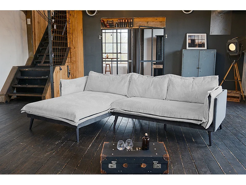 Ecksofa - Hellgrau Velvet - QUENYA