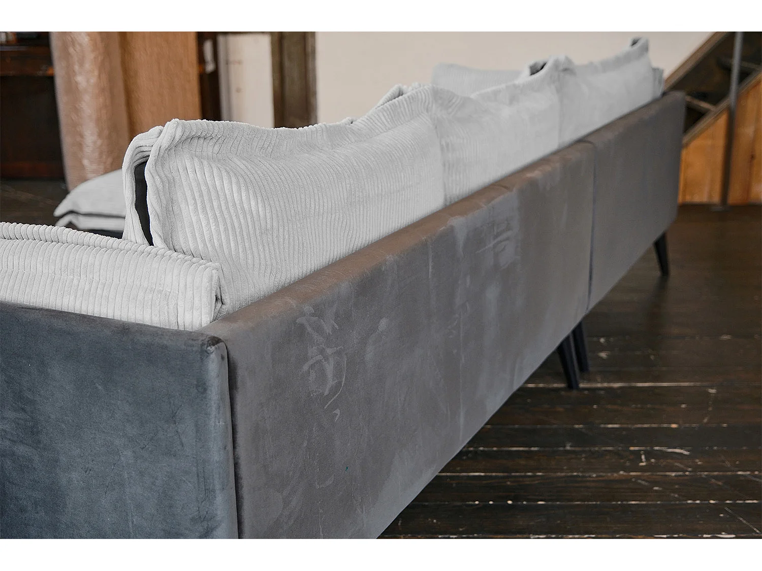 Ecksofa - Hellgrau Velvet - QUENYA