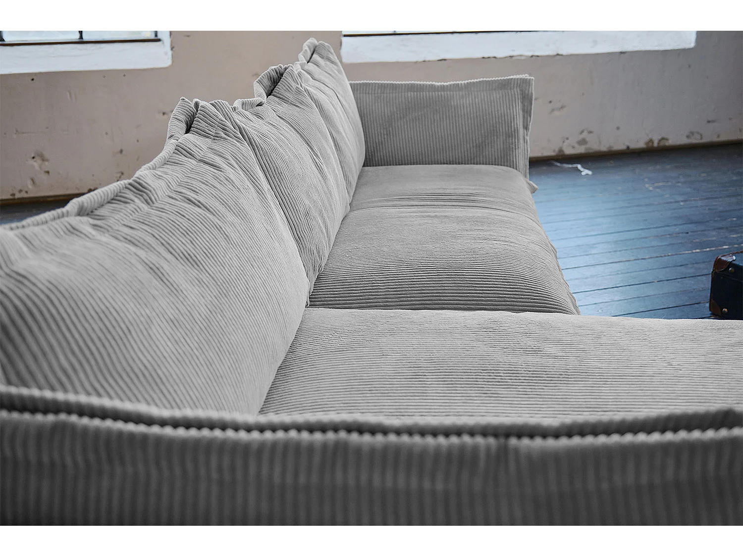 Ecksofa - Hellgrau Velvet - QUENYA