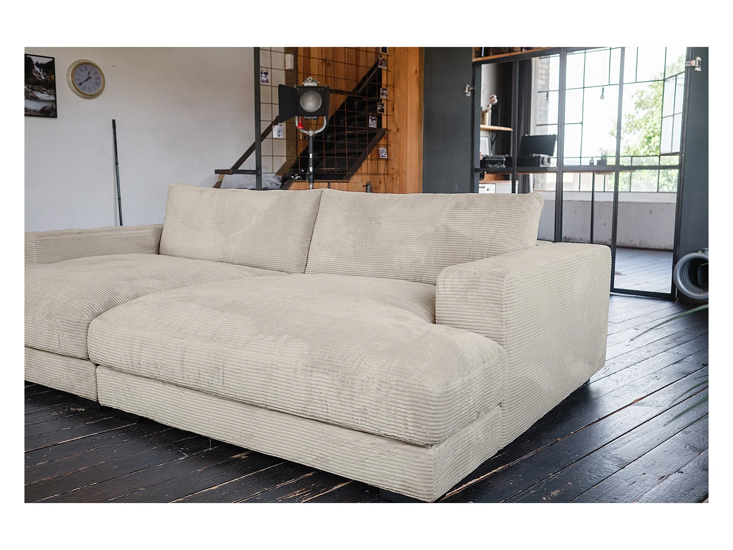 Canapé extra large - blanc crème Velours côtelé - MADELINE