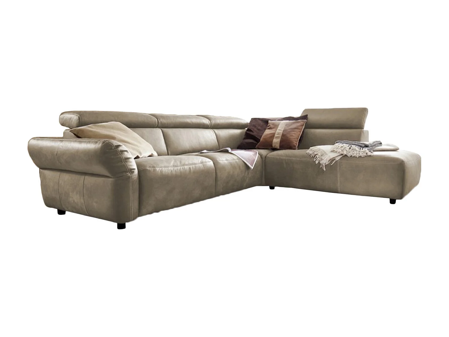 Ecksofa - Grau Leder - RISO