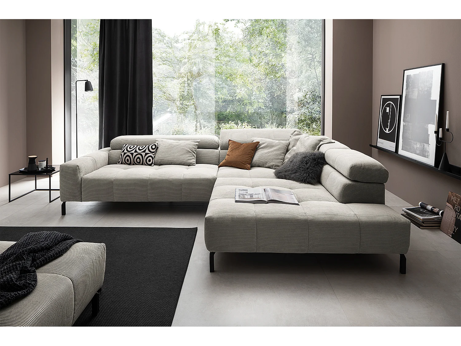 Ecksofa - Silber Cord - OHIO