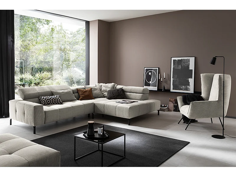 Ecksofa - Silber Cord - OHIO
