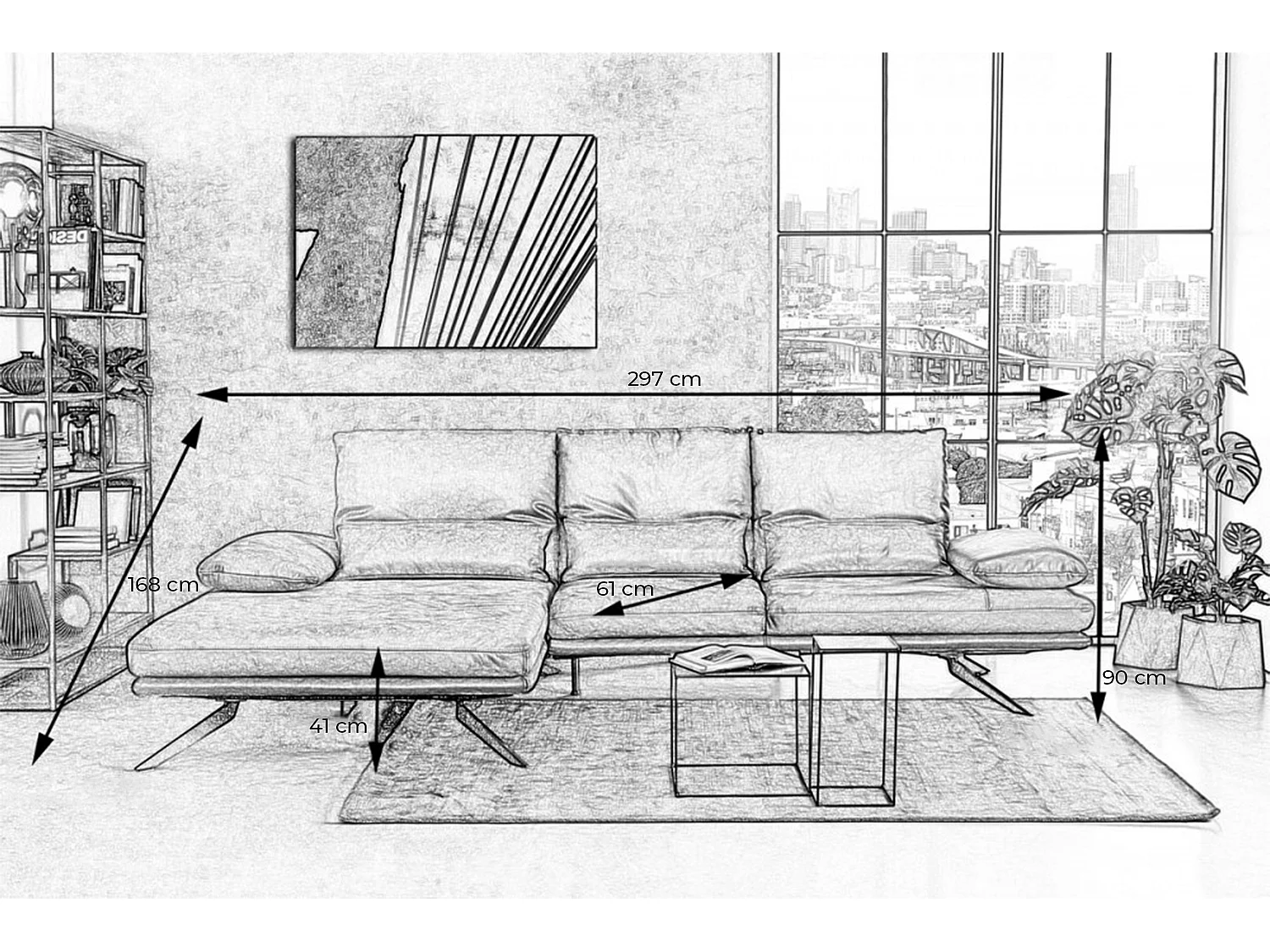 Ecksofa - Rot Leder - FENICE