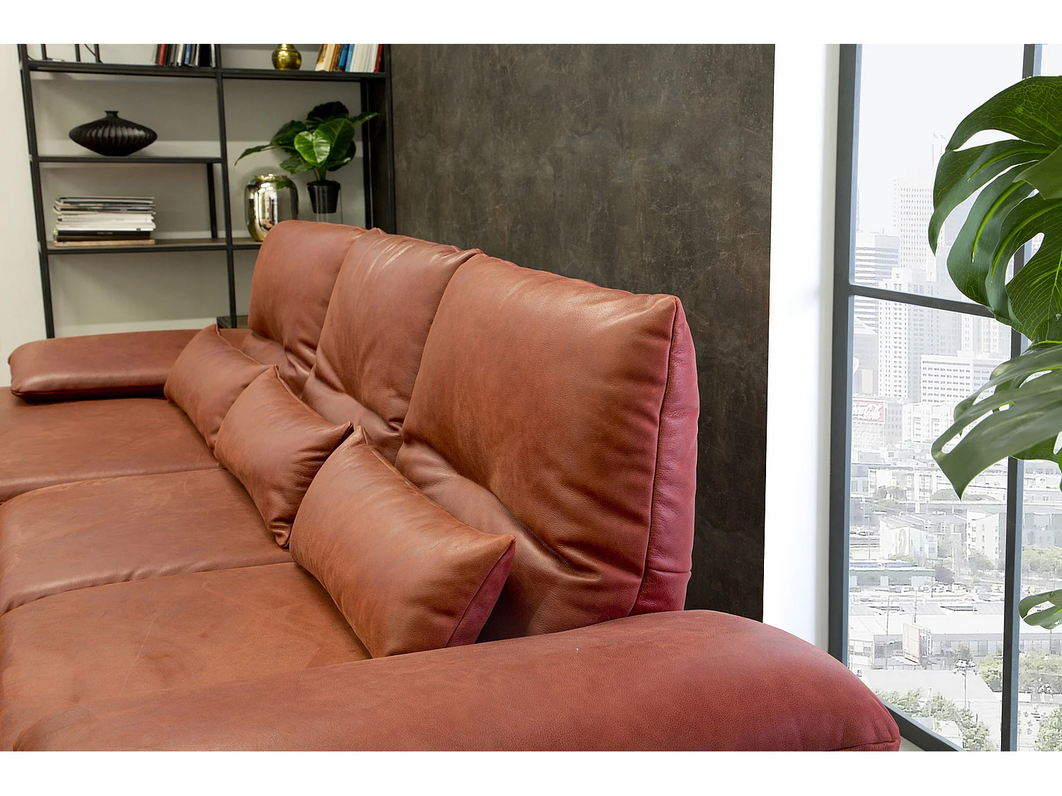 Ecksofa - Rot Leder - FENICE