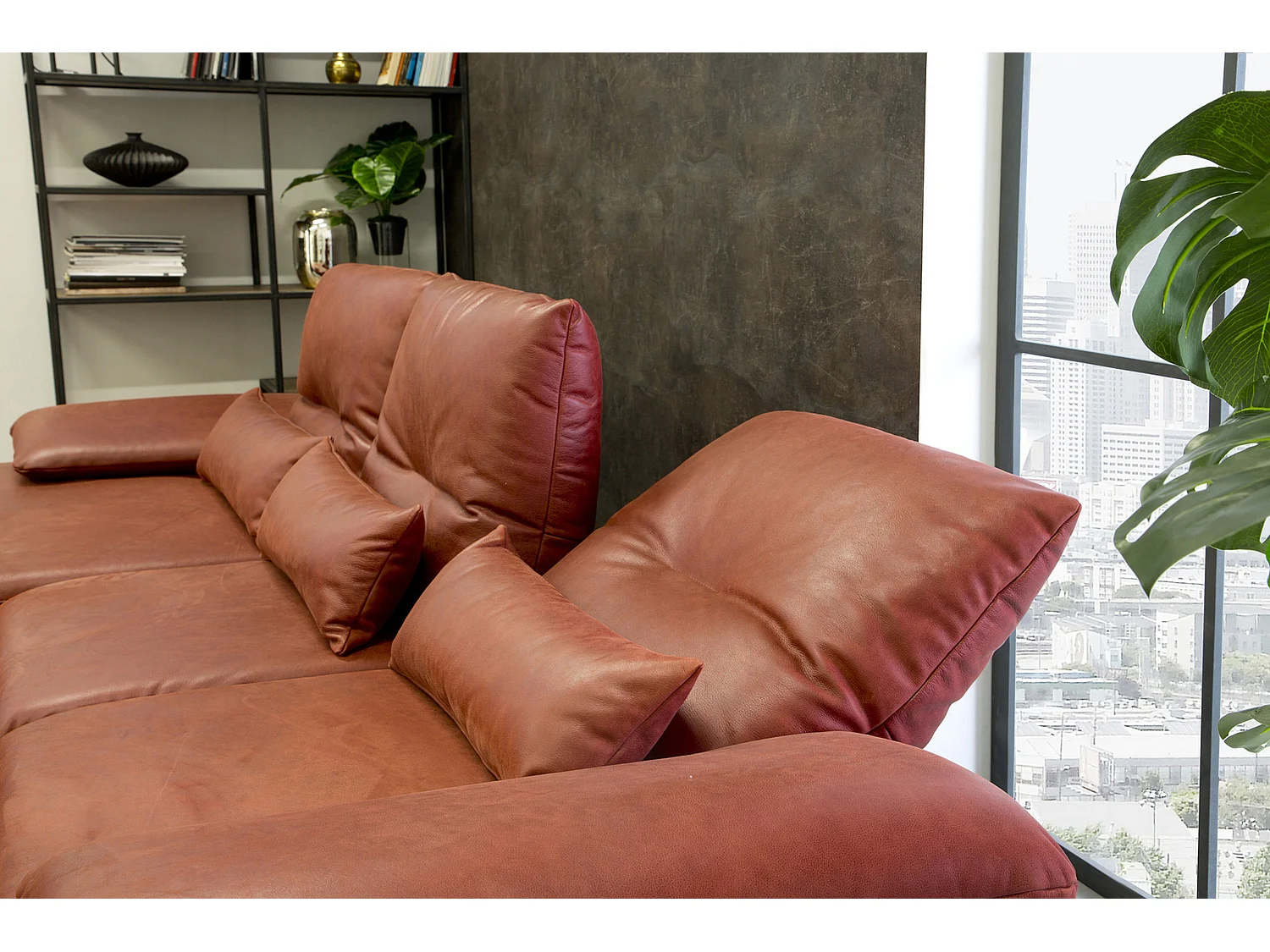 Ecksofa - Rot Leder - FENICE