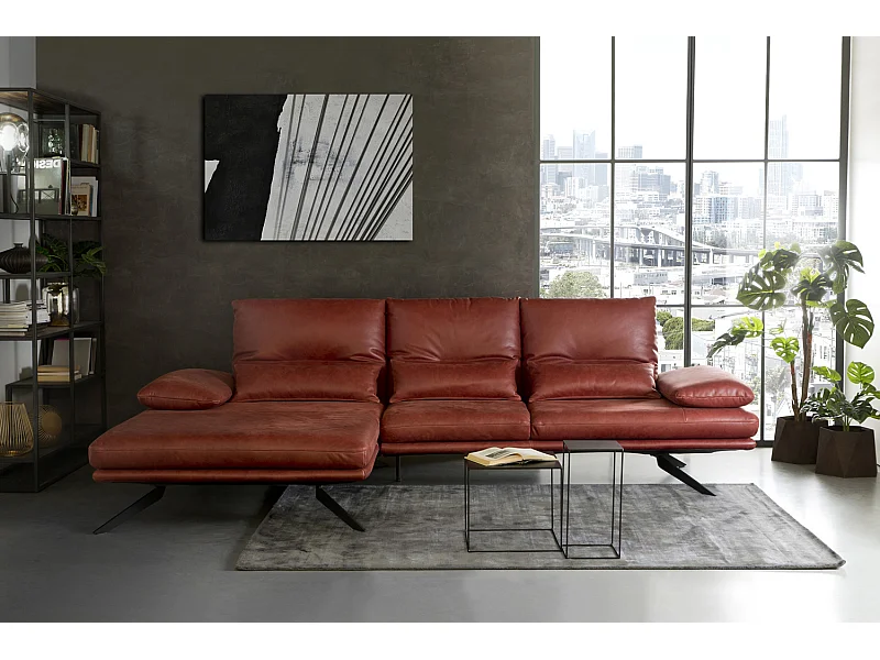 Ecksofa - Rot Leder - FENICE