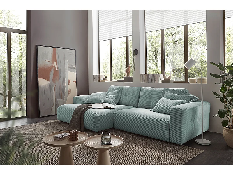 Canapé - bleu clair Velours côtelé - MIKA