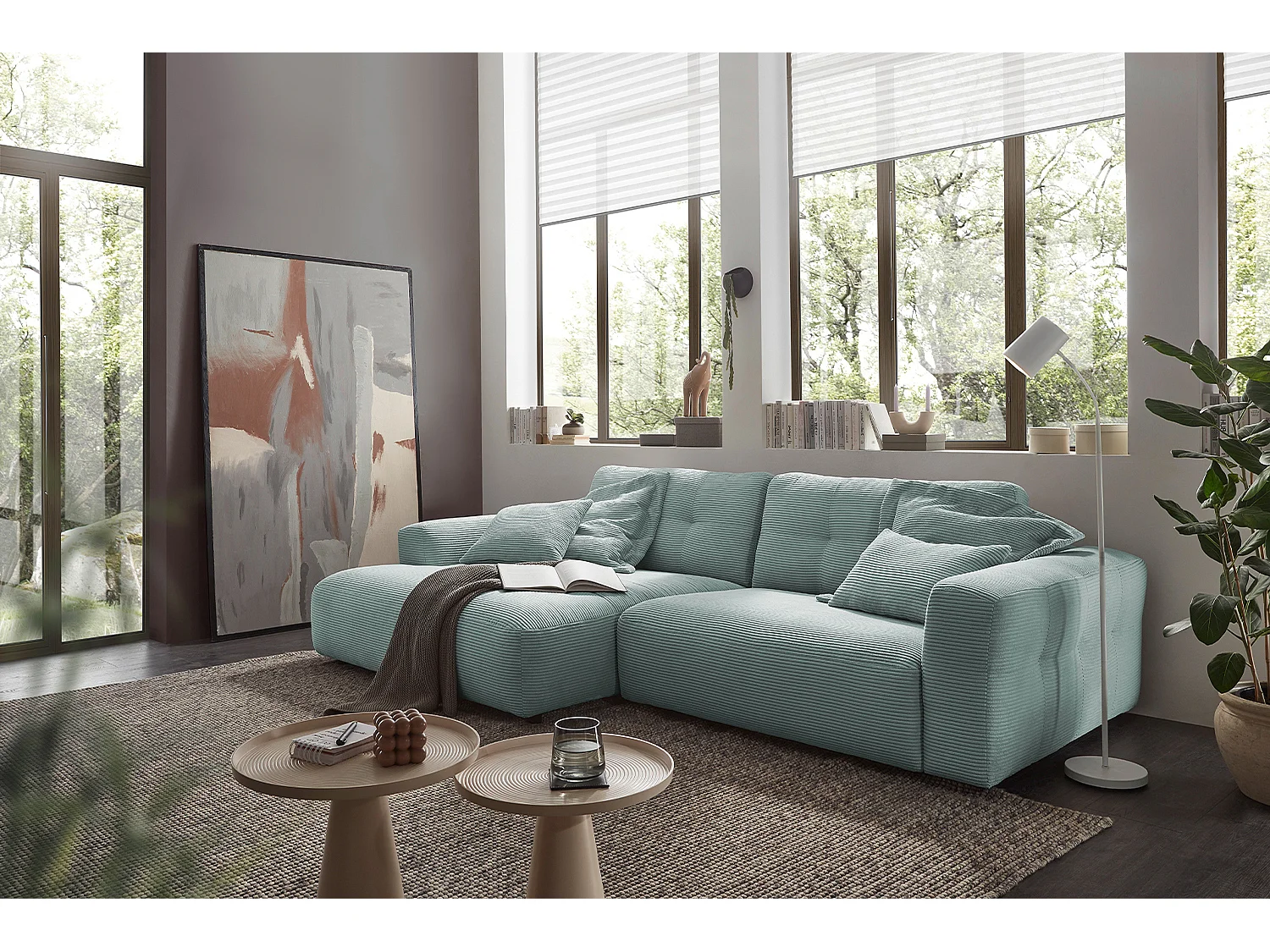 Ecksofa - Hellblau Cord - MIKA