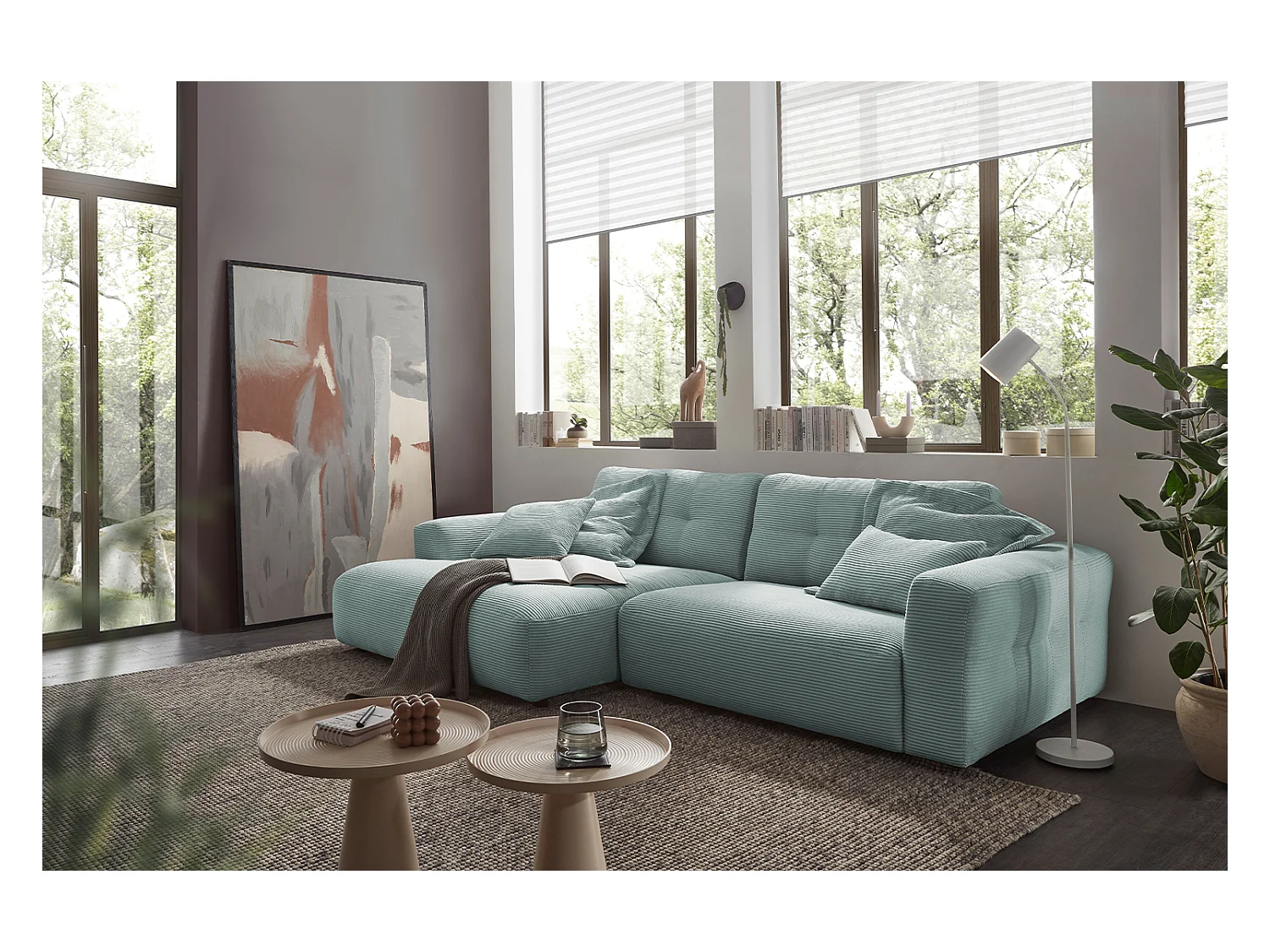 Ecksofa - Hellblau Cord - MIKA
