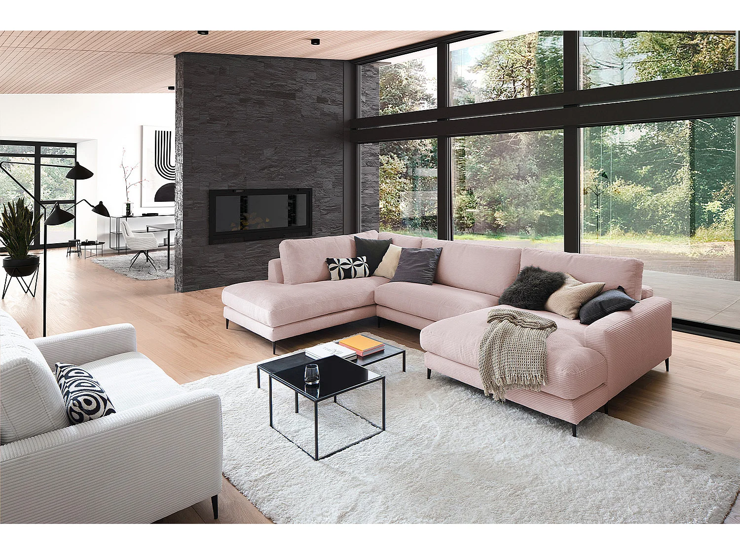 Wohnlandschaft - Pink Cord - CARA